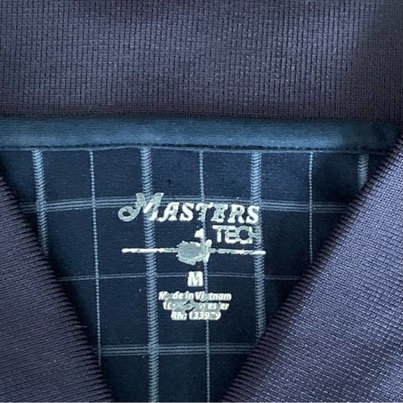 Masters Tech Blue Windowpane Print Golf Polo Shirt, Size Medium - Picture 10 of 10